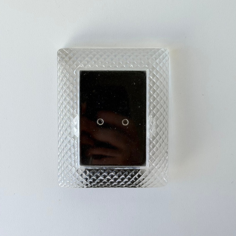 Vintage Glass Crystal Picture Frame Miniature 2x3 Desktop 80s 90s Cottagecore
